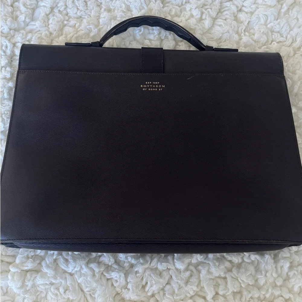 Smythson of Bond St Grosvenor Full Grain Briefcase Brown FREE SHIPPING!